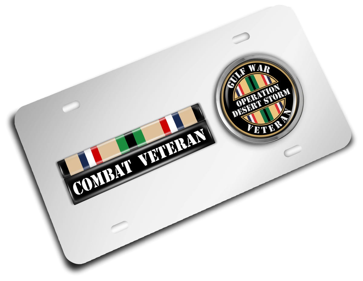 Desert Storm Gulf Combat Veteran - Stainless Steel Car License Plate